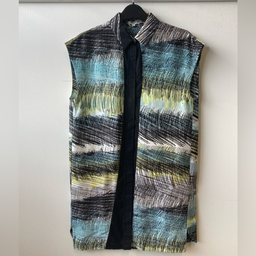 Kenzo Black and Blue Patterned Shirt Dress